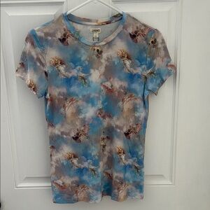 L'AGENCE Multicolor Cloud Print Short Sleeve Tee Size small